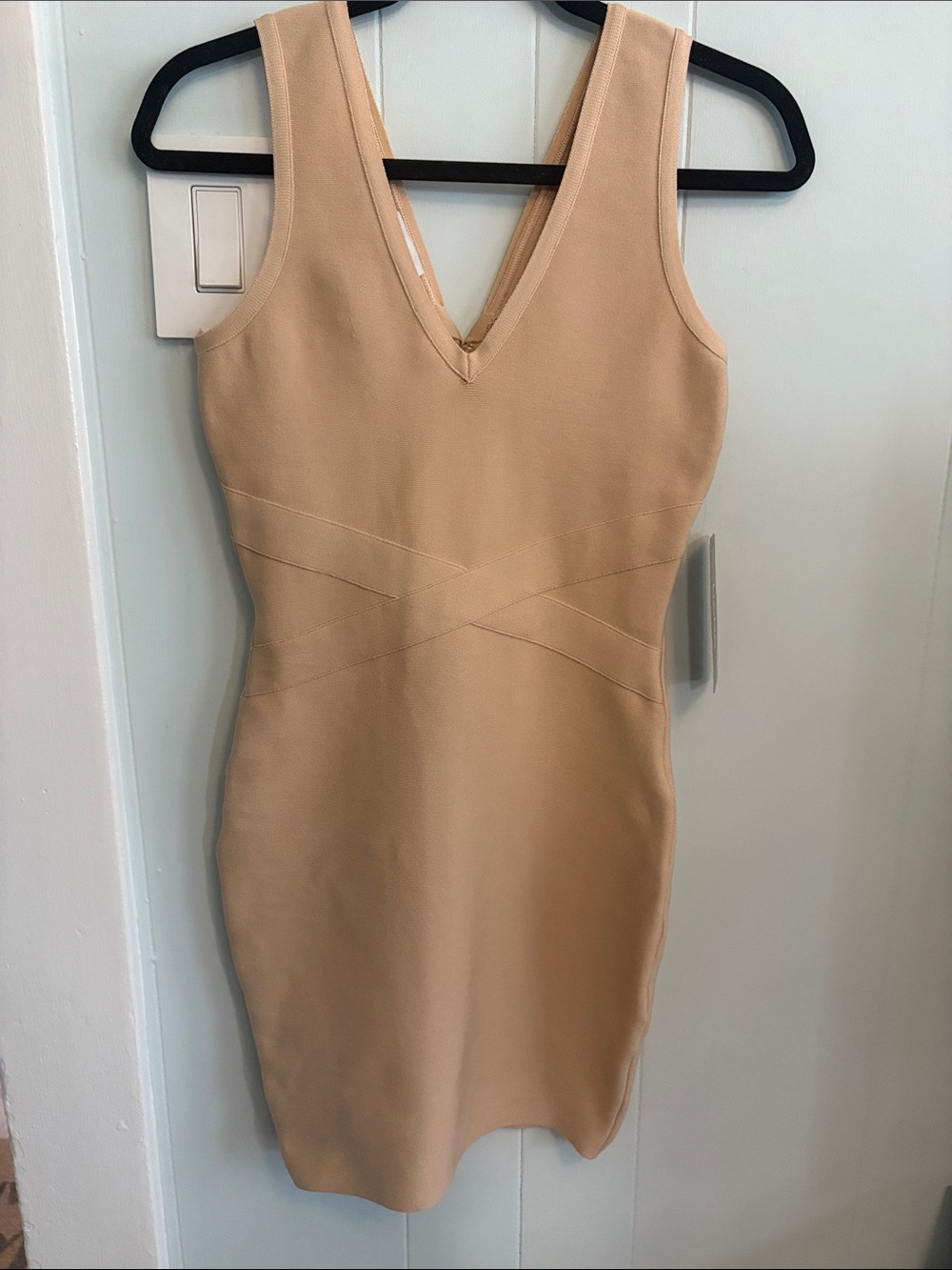 Champagne Bodycon Bandage Bebe Mini Dress
